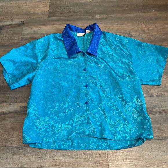 Vintage Victoria’s Secret Gold Label Relaxed Fit Satin Pajama Top Button Up Sm - Picture 2 of 14